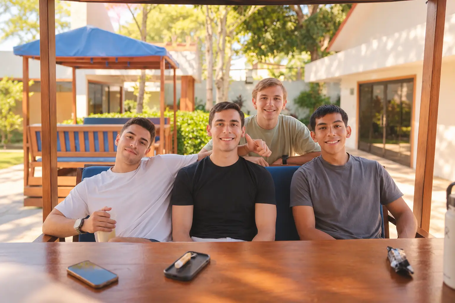Grupo de alumnos de iU sonriendo en el campus de Santa Cruz de la Sierra